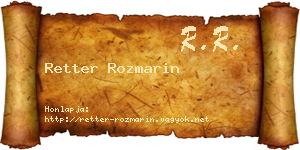Retter Rozmarin névjegykártya